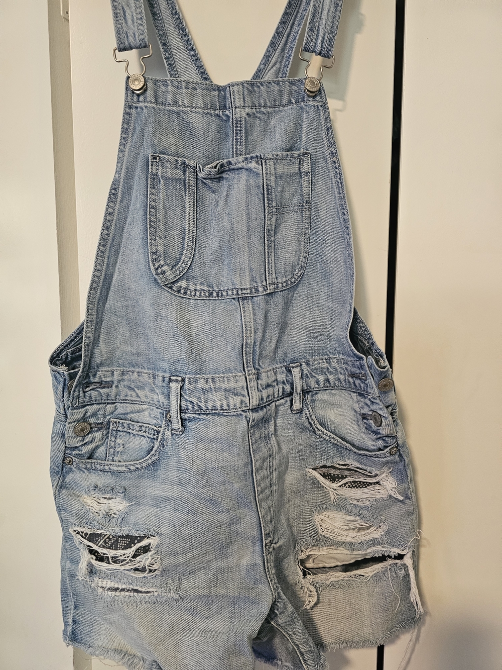 AE Blue Distressed  Short Overalls (M)